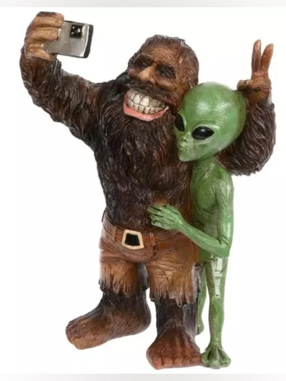 Bigfoot & Alien Taking A Selfie Figurine